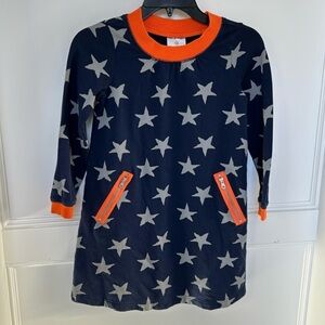 Hanna Andersson Star Print French Terry Zipper Pocket Dress Blue Orange 130 8